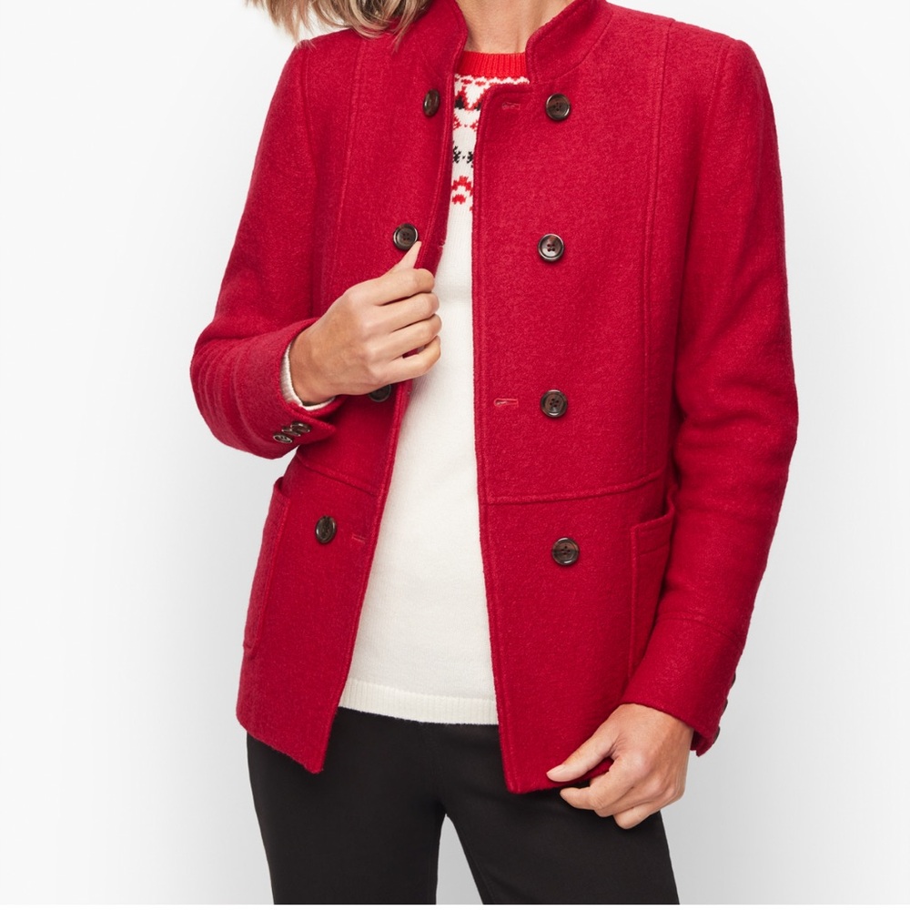 Talbots Red Double-Breasted Wool-Blend Berkshire Jacket